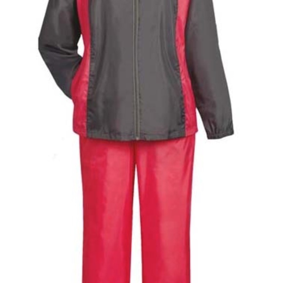 2 PCE JACKET/PANTS SET, WOMEN 3X, GREY JACKET, DARK PINK PANTS, POCKETS, ZIPPED - Picture 1 of 1